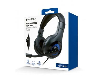 PS4PS5 Herní drátová sluchátka BigBen V1 Black