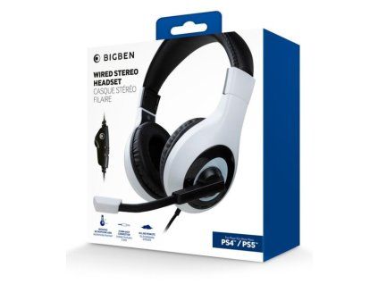 PS4PS5 Herní drátová sluchátka BigBen V1 White
