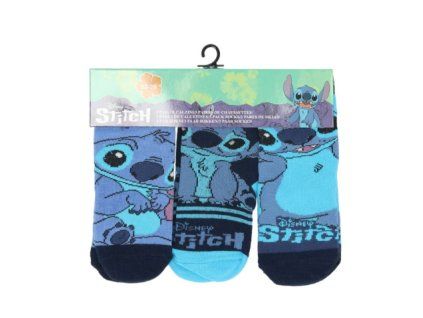 Ponožky Lilo a Stitch modré 3 páry vel. 23 26