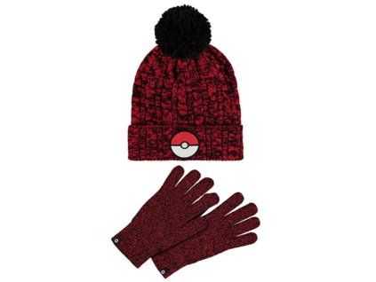 Zimní set čepice a rukavice Pokémon Logo