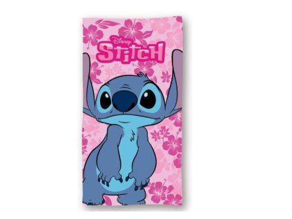 Plážová osuška Lilo a Stitch růžové květiny