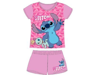 Pyžamo s kraťasy Disney Stitch růžové 98cm