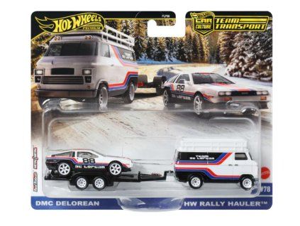 Hot Wheels Premium Car Culture DMC Deloran a HW Rally Hauler
