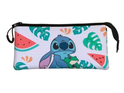 Penál Stitch a žába trojité pouzdro