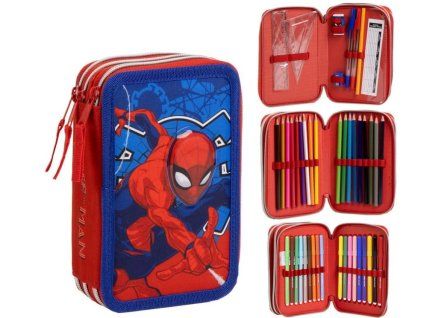 Třípatrový penál Spiderman s výbavou