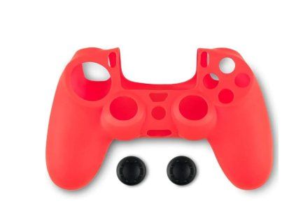 PS4 Silikonový obal Spartan Gear a Thumb Grips červený