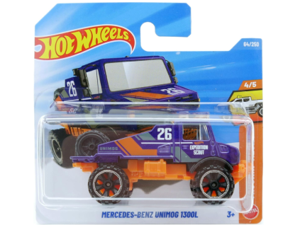 Hot Wheels Mercedes Benz Unimog 1300L fialový