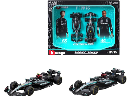 Bburago F1 Mercedes AMG W15 2024 Hamilton a Russell 2Pack Nové