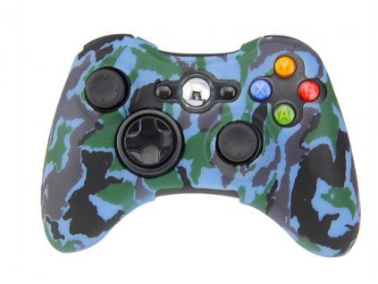 X360 silikonový obal na ovladač kamufláž modrý maskáč